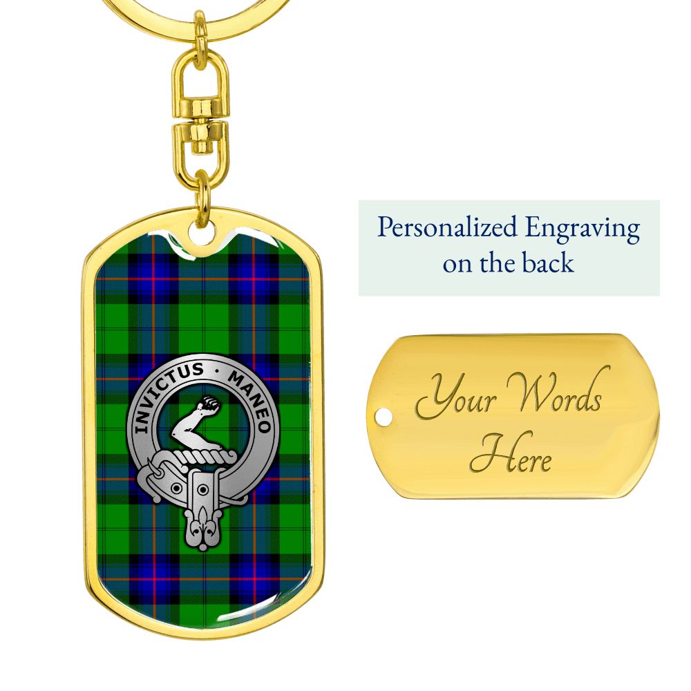 Clan Armstrong Crest & Tartan Dog Tag Keychain