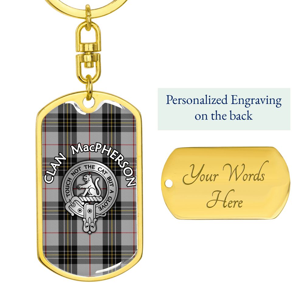 Clan MacPherson Crest & Tartan Dog Tag 2 Keychain