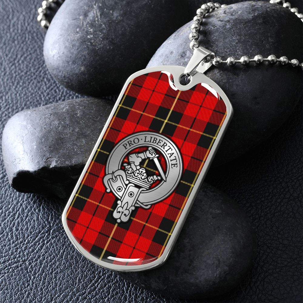 Clan Wallace Crest & Tartan Dog Tag Necklace