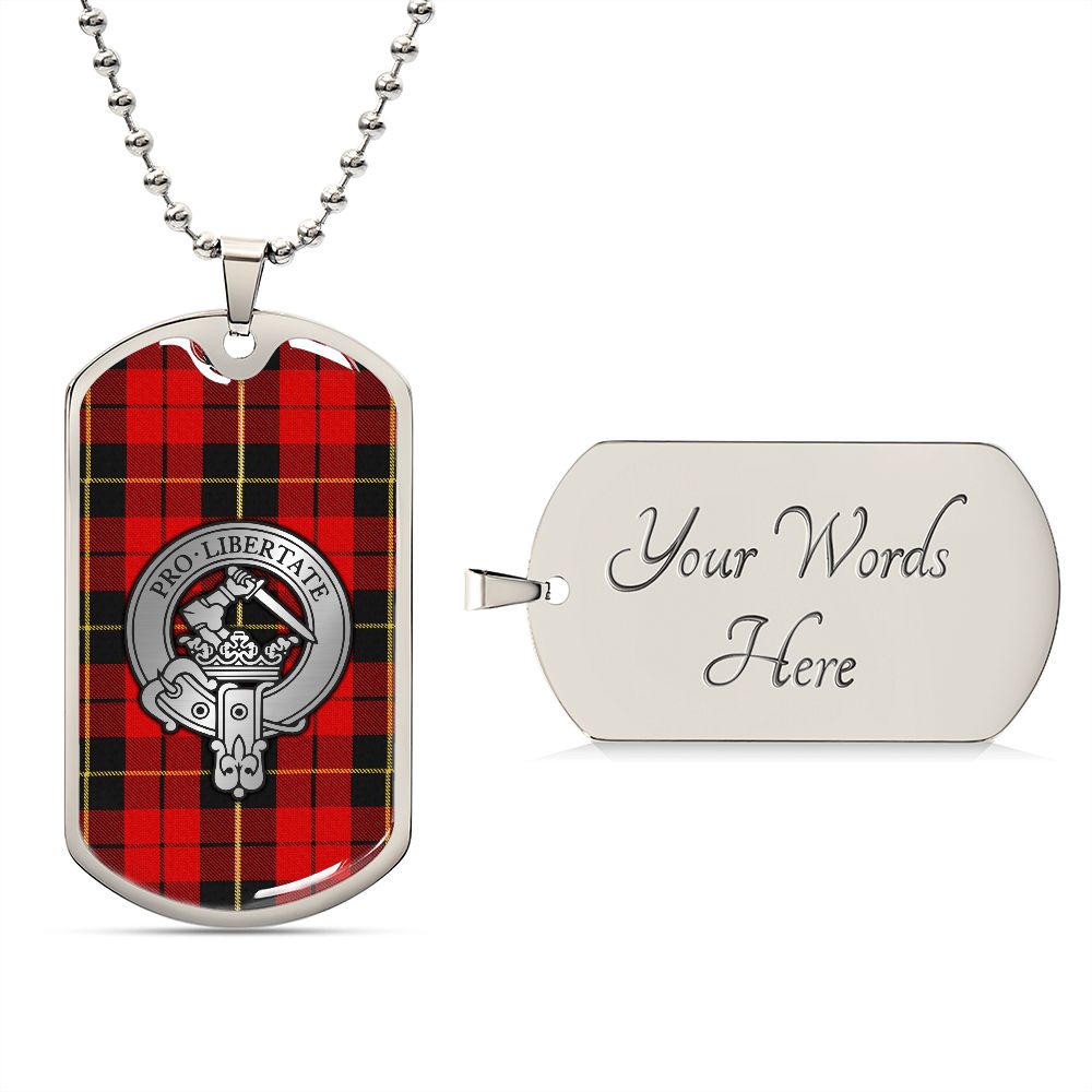 Clan Wallace Crest & Tartan Dog Tag Necklace