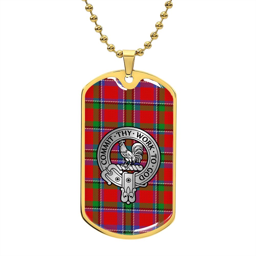 Clan Sinclair Crest & Tartan Dog Tag Necklace