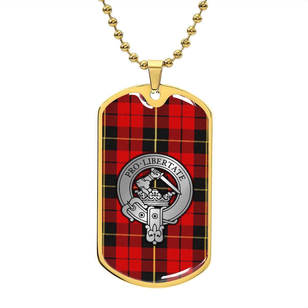 Clan Wallace Crest & Tartan Dog Tag Necklace