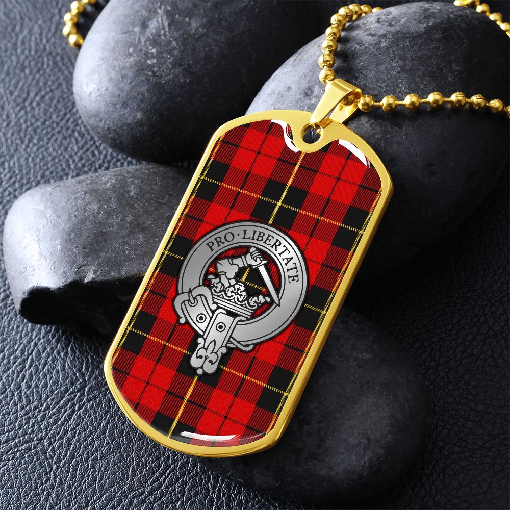 Clan Wallace Crest & Tartan Dog Tag Necklace