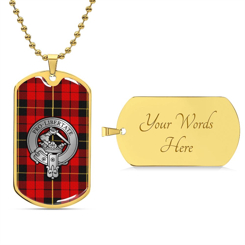 Clan Wallace Crest & Tartan Dog Tag Necklace