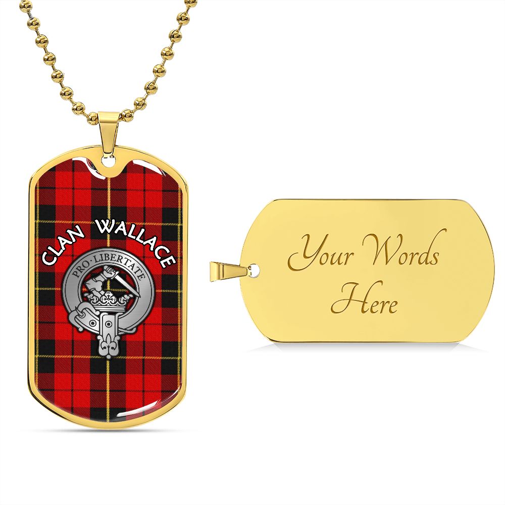 Clan Wallace Crest & Tartan Dog Tag Necklace