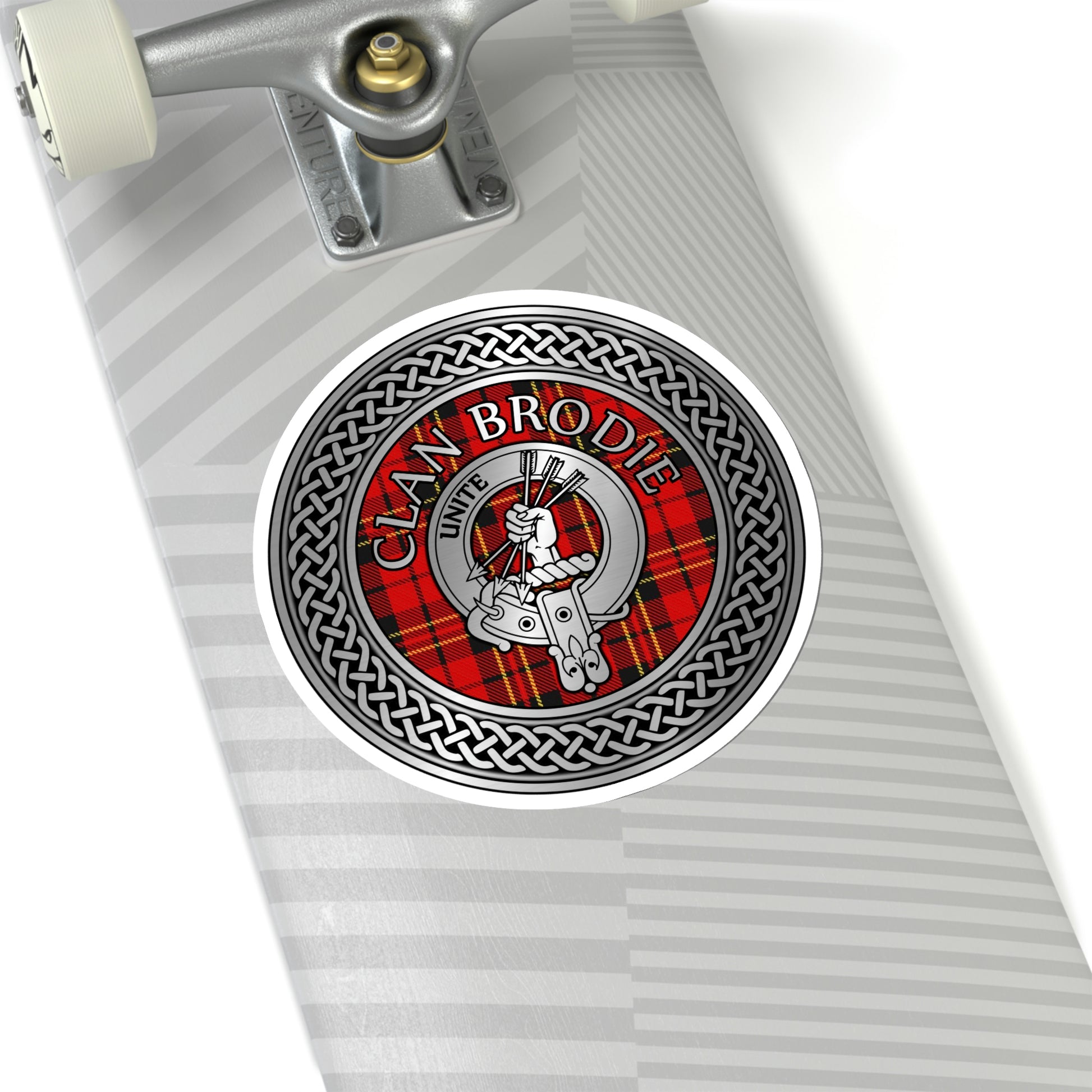 Clan Brodie Crest & Tartan Knot Kiss-Cut Stickers
