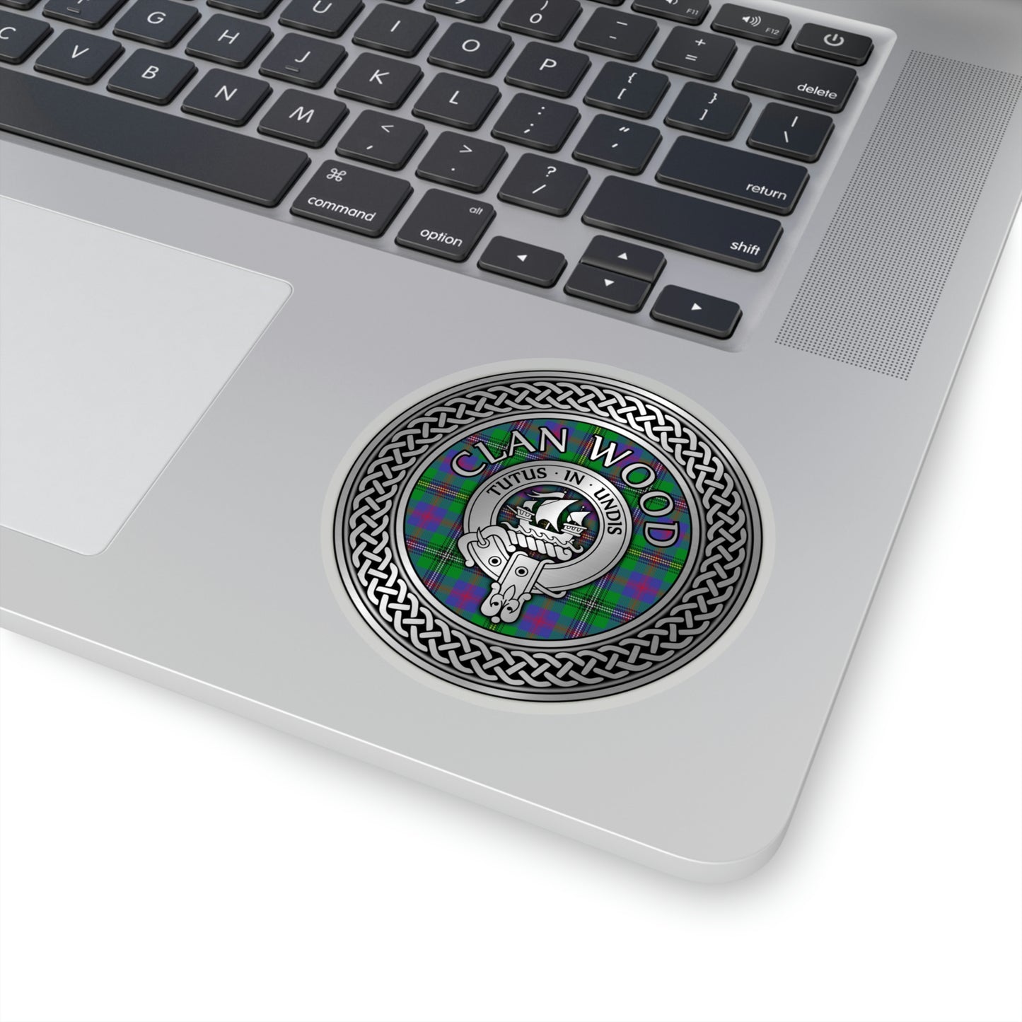 Clan Wood Crest & Tartan Kiss-Cut Stickers