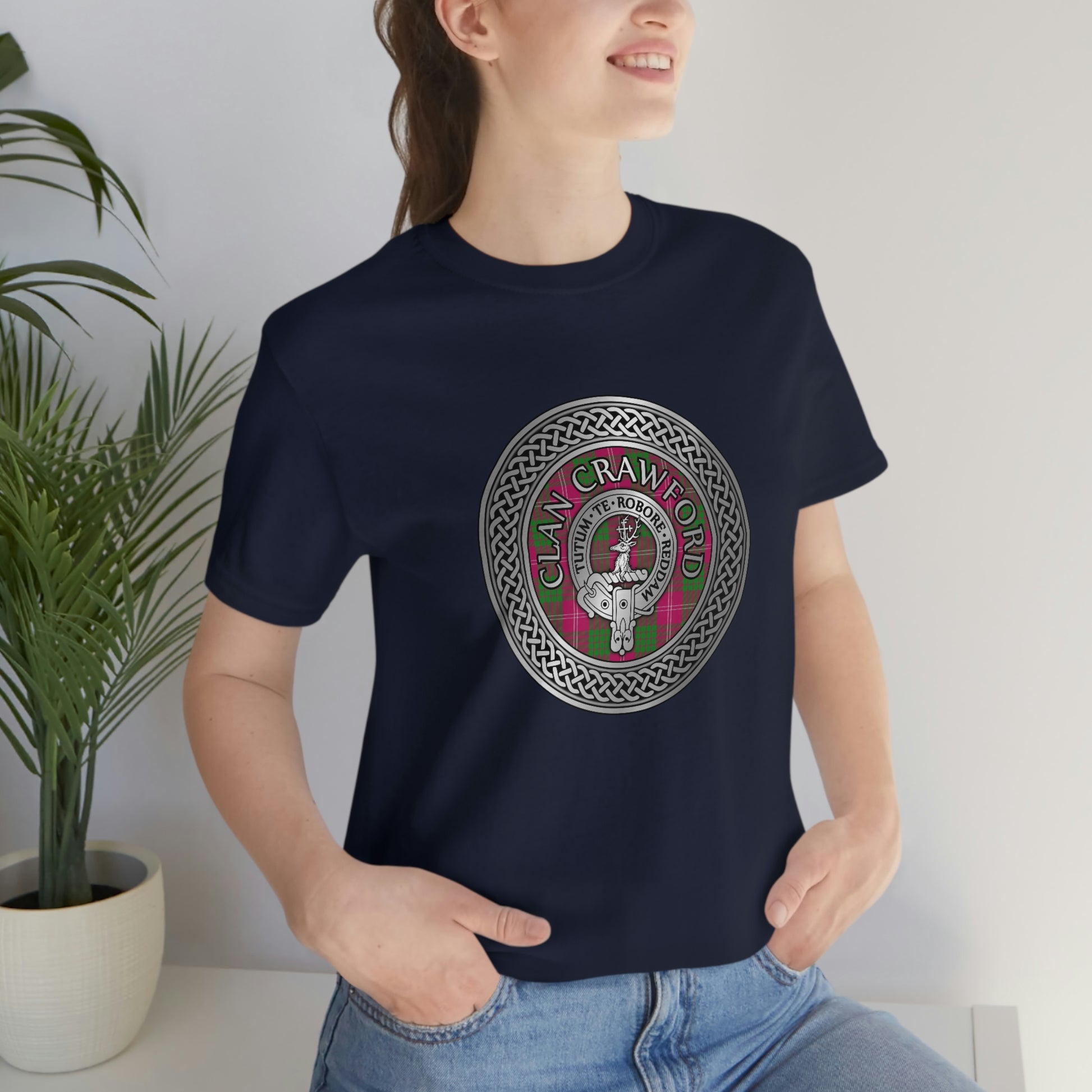 Clan Crawford Crest & Tartan Knot T-Shirt