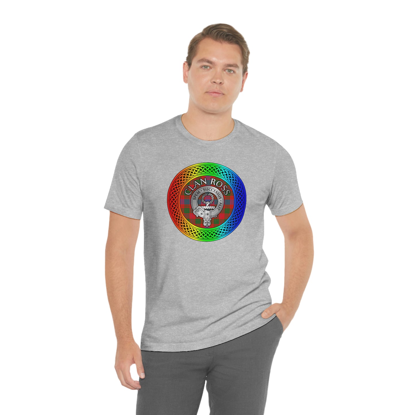 Clan Ross Tartan & Crest in Rainbow Celtic Knot