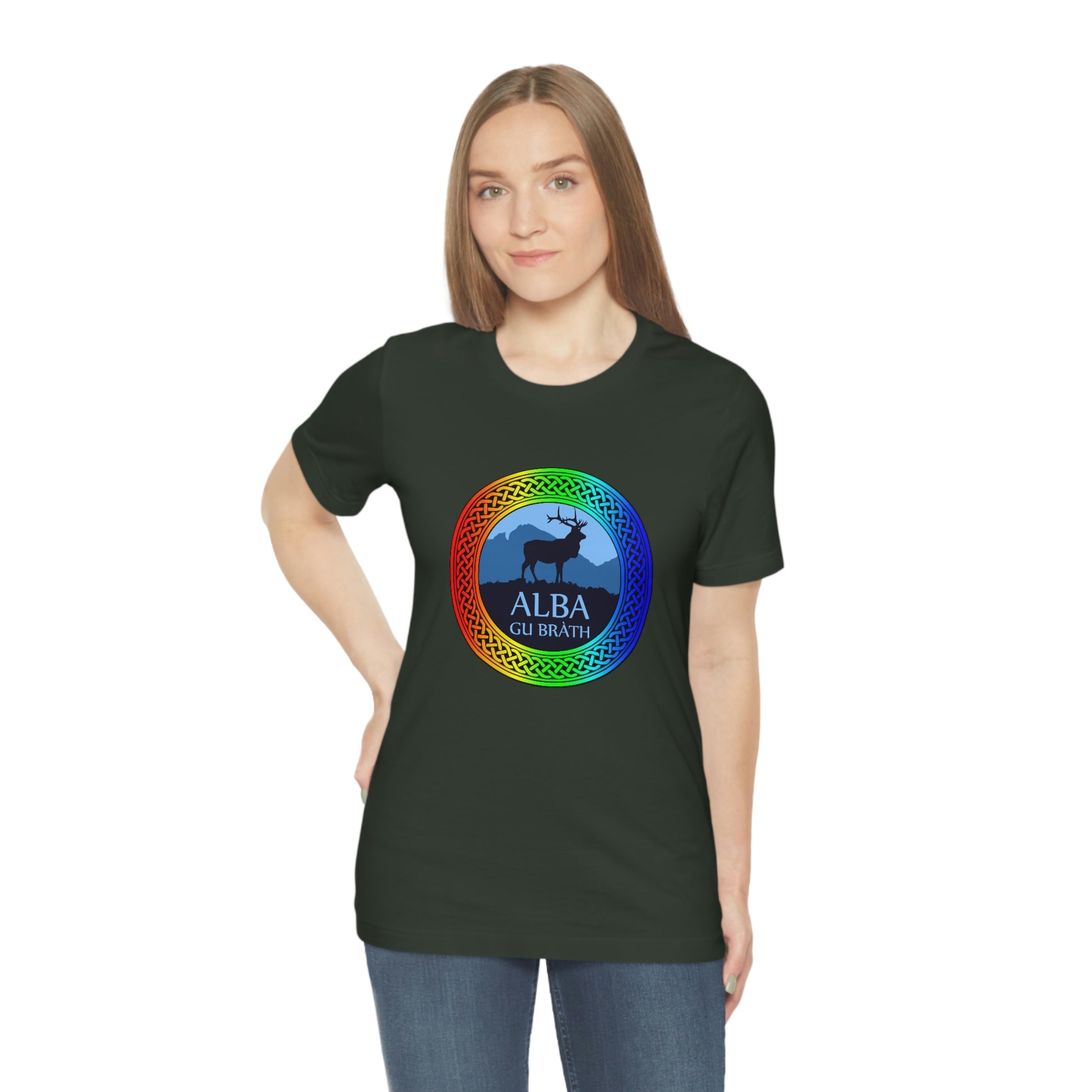 Alba Gu Brath Stag & Rainbow Knot T-Shirt