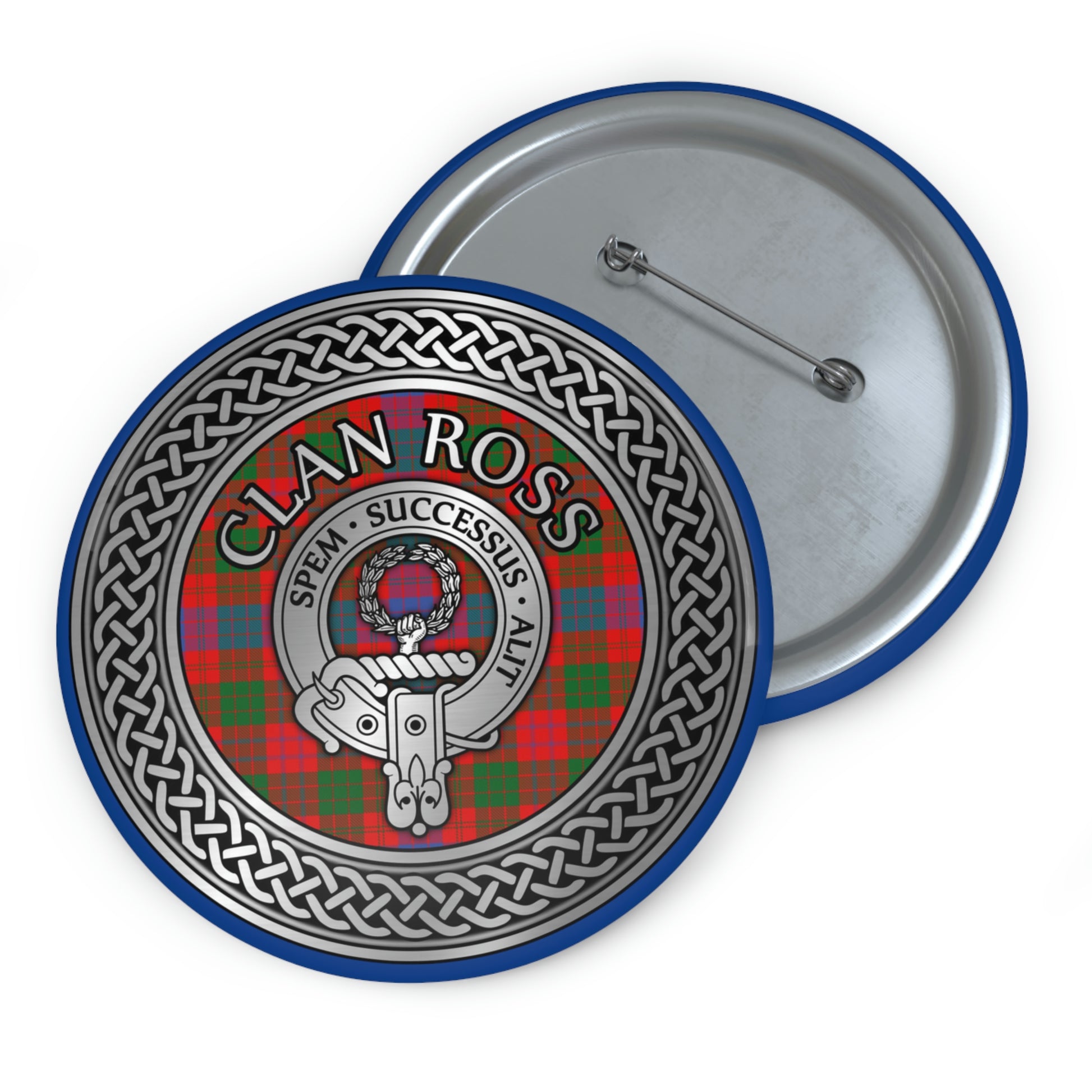 Clan Ross Crest & Tartan Pin Buttons