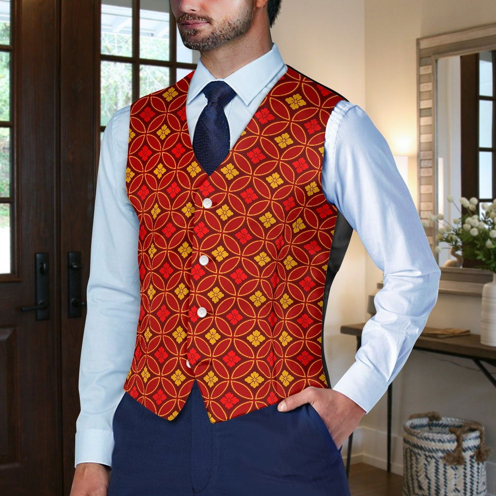 Wagara - Shippo Red Suit vest jacket
