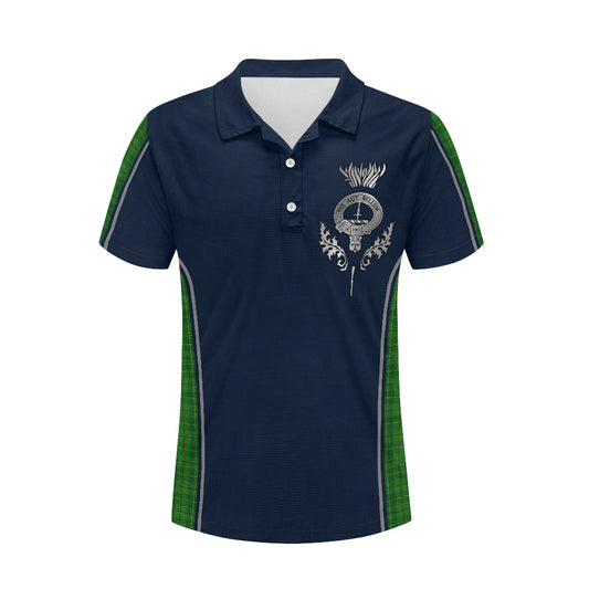 Clan Blaine Crest & Green Tartan Polo