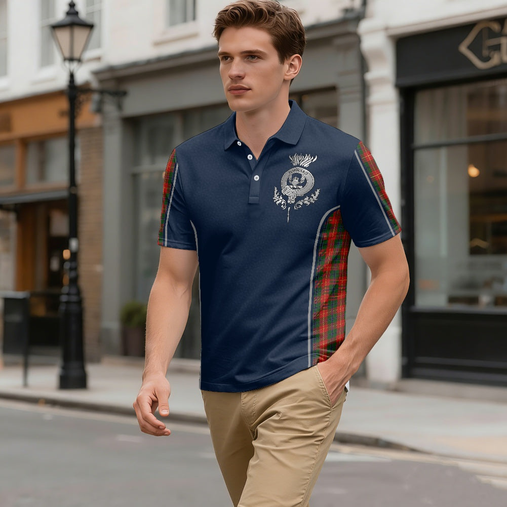 Clan Douglas Roxburgh Tartan & Black Douglas Crest Polo