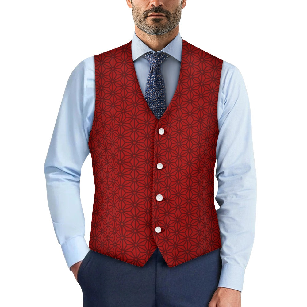 Wagara - Asanoha Red Suit vest jacket