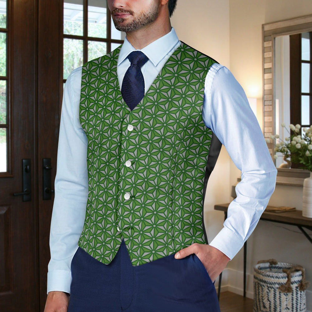 Wagara - Asanoha Green Suit vest jacket