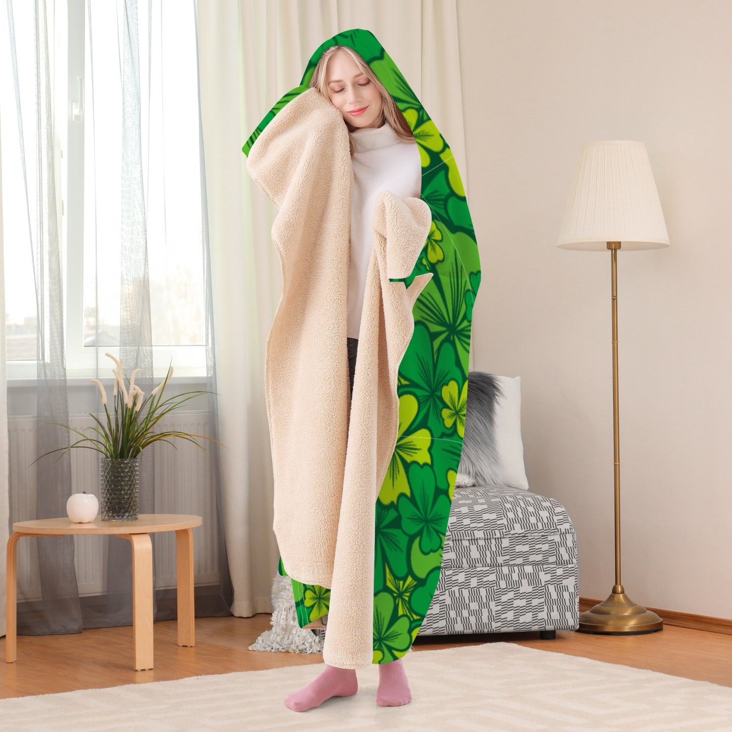 Irish Shamrock Hoodie Blanket