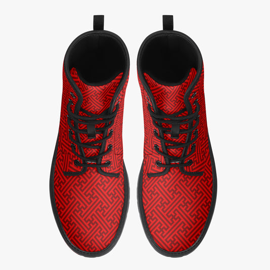 Japanese Wagara - Sayagata Red - PU Leather Boots