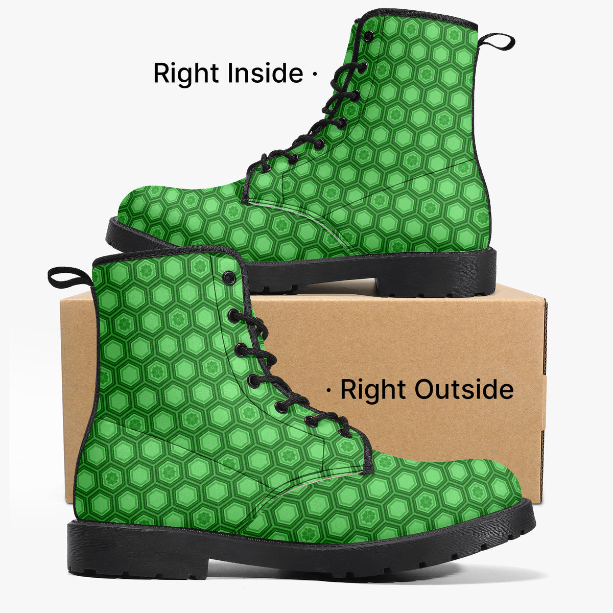 Japanese Wagara - Kikko Green - PU Leather Boots