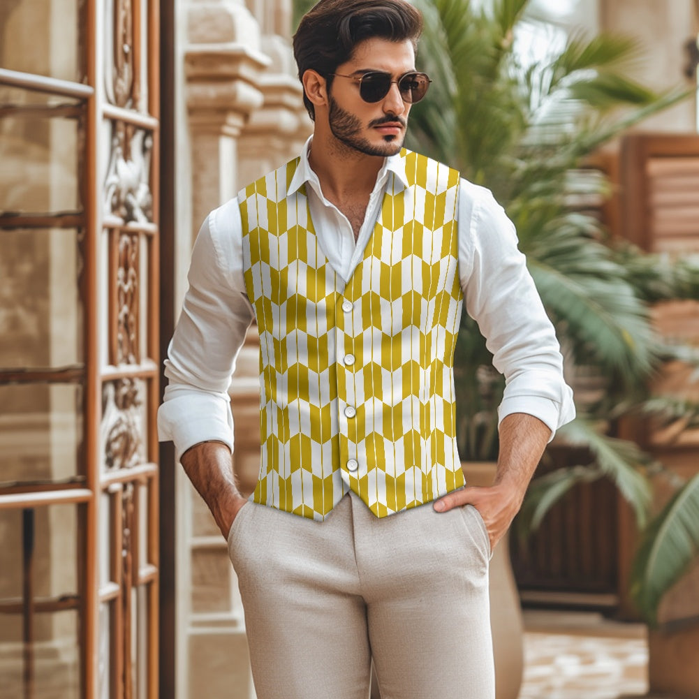 Wagara - Yagasuri Gold/White Suit vest jacket