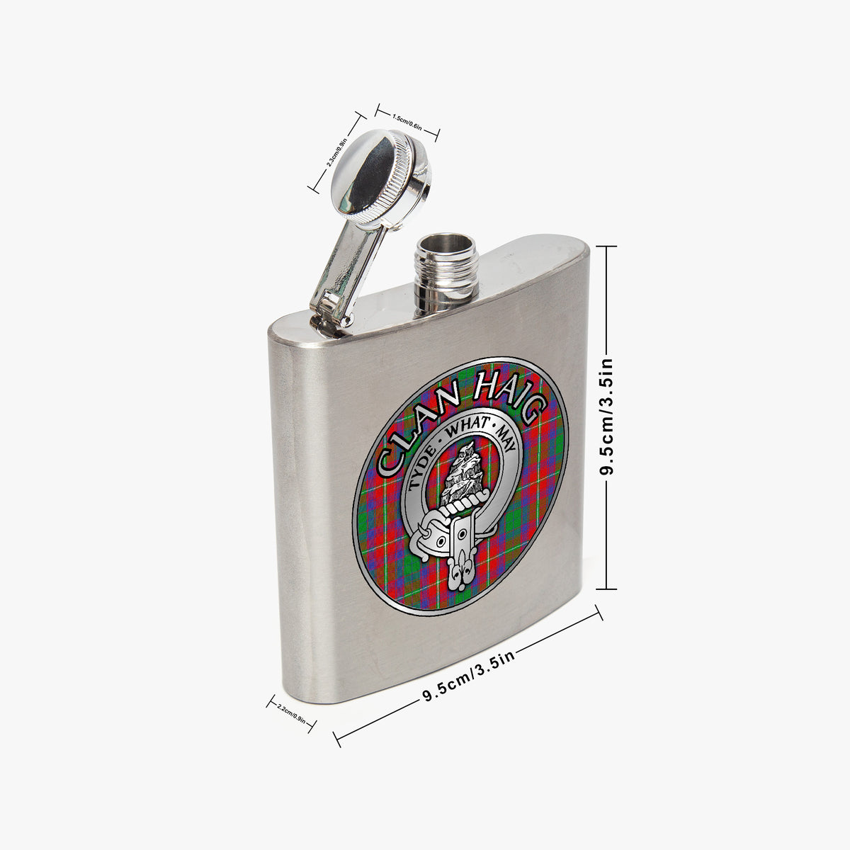 Clan Haig Crest & Tartan 7oz Stainless Steel Hip Flask