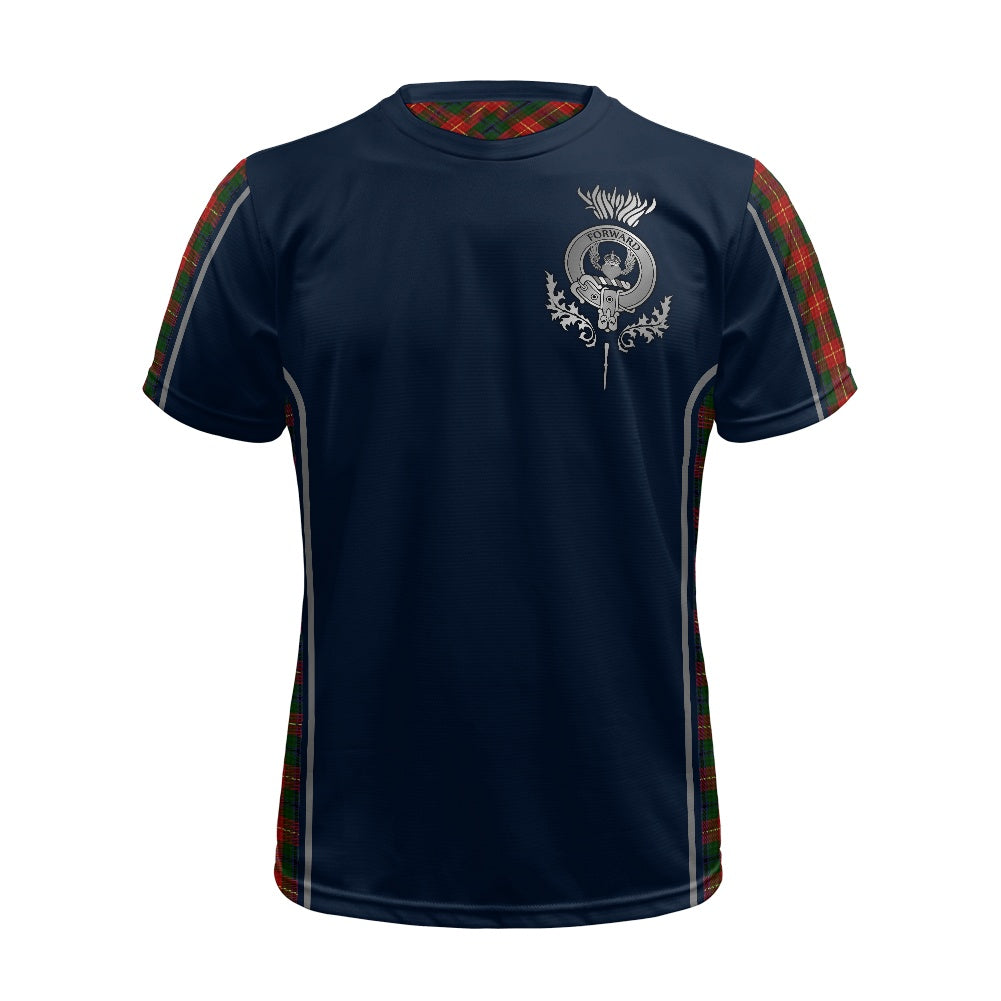 Clan Douglas Roxburgh Tartan & Black Douglas Crest Football Shirt