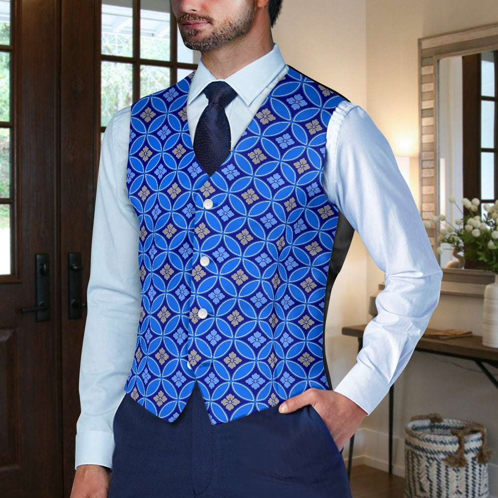 Wagara - Shippo Blue Suit vest jacket