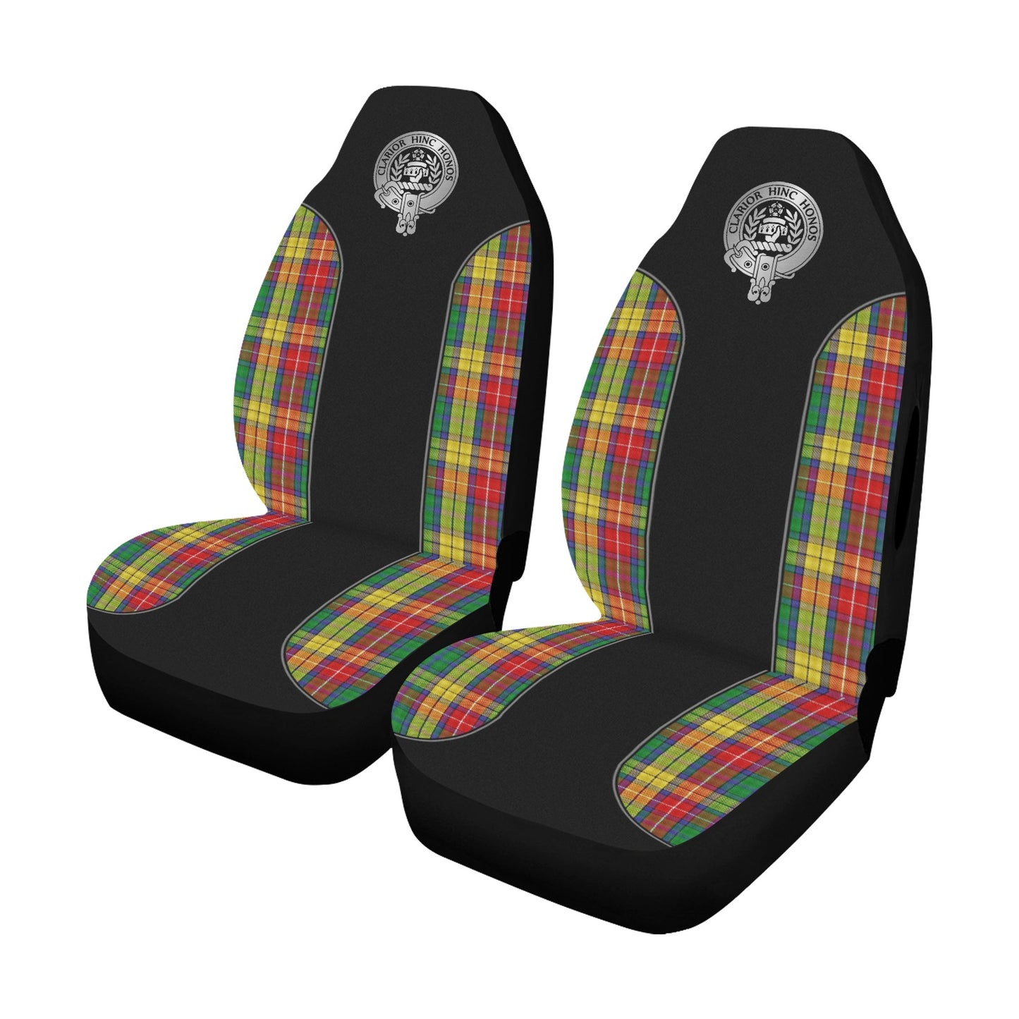 Clan Buchanan Crest & Tartan Car Seat Cover Airbag Compatible (Set of 2)