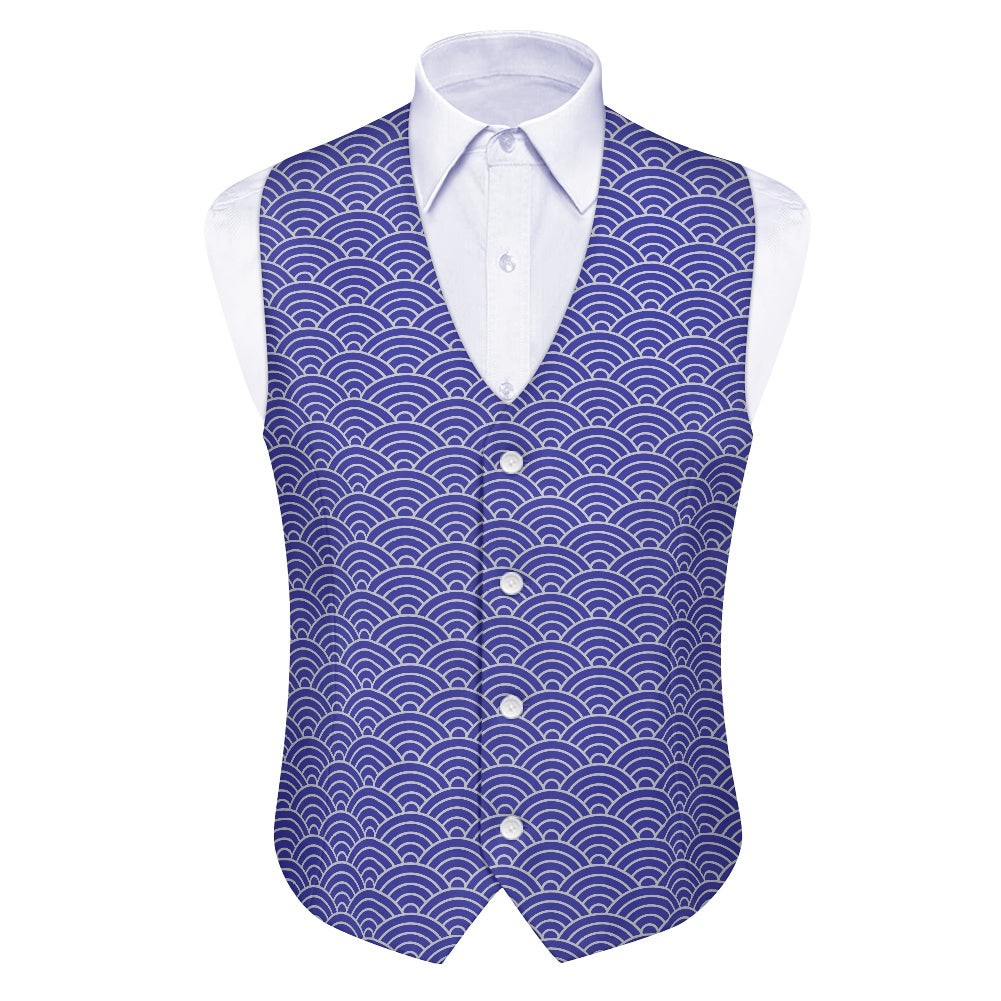 Wagara - Seigaiha Blue/Silver Suit vest jacket