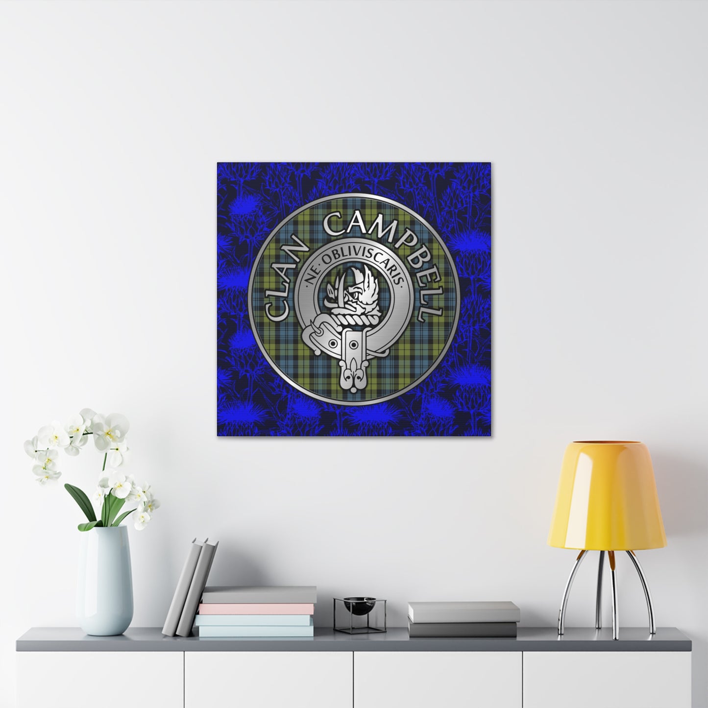 Clan Campbell Crest & Tartan Canvas Gallery Wraps