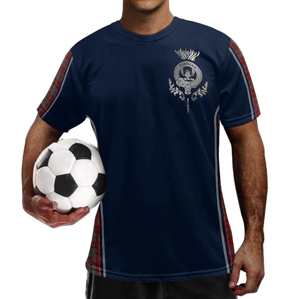 Clan Douglas Ancient Red Tartan & Black Douglas Crest Football Shirt