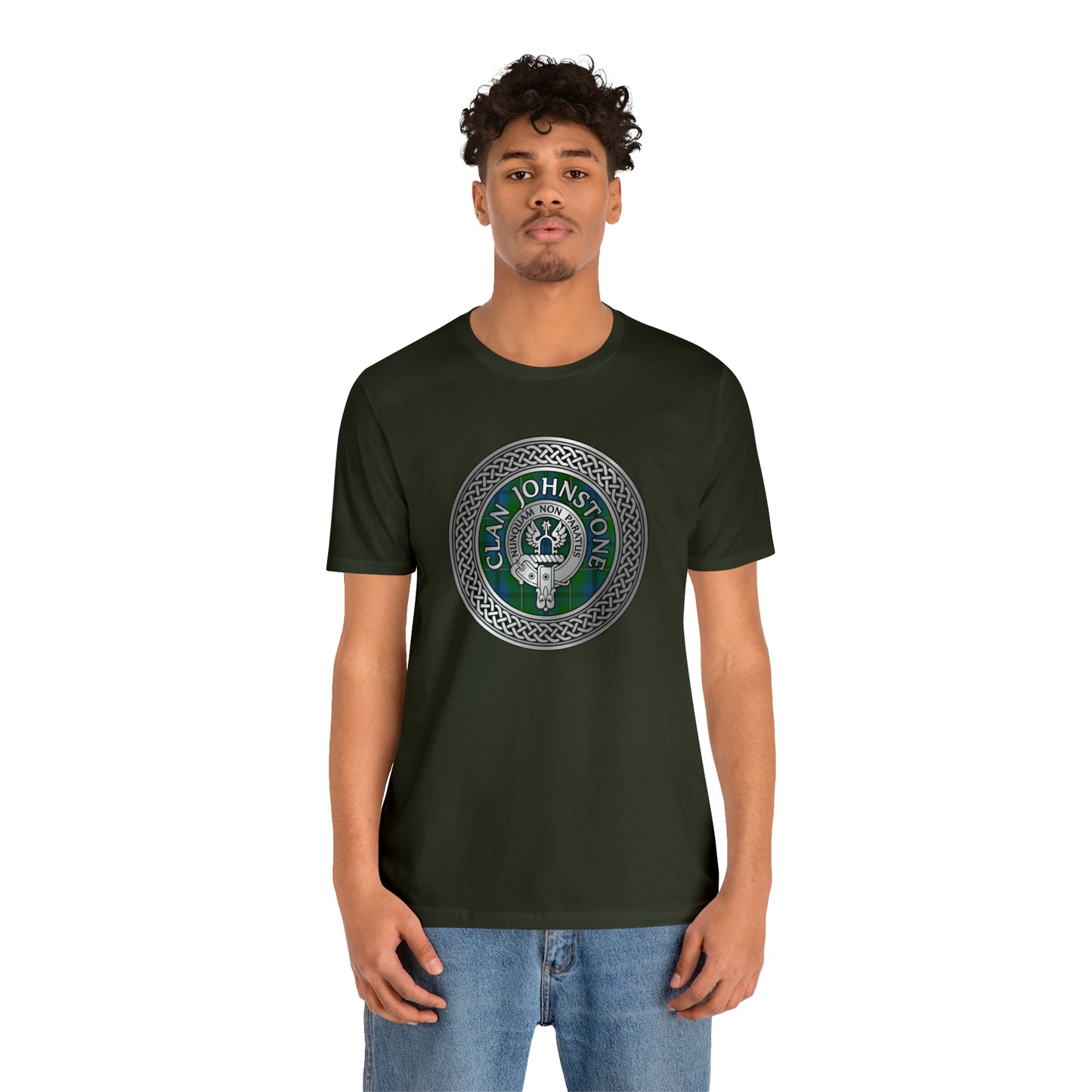 Clan Johnstone Crest & Tartan Knot | Unisex T-Shirt