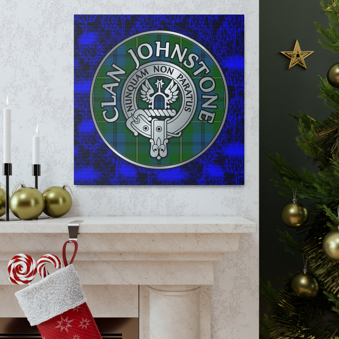 Clan Johnstone Crest & Tartan Canvas Gallery Wraps