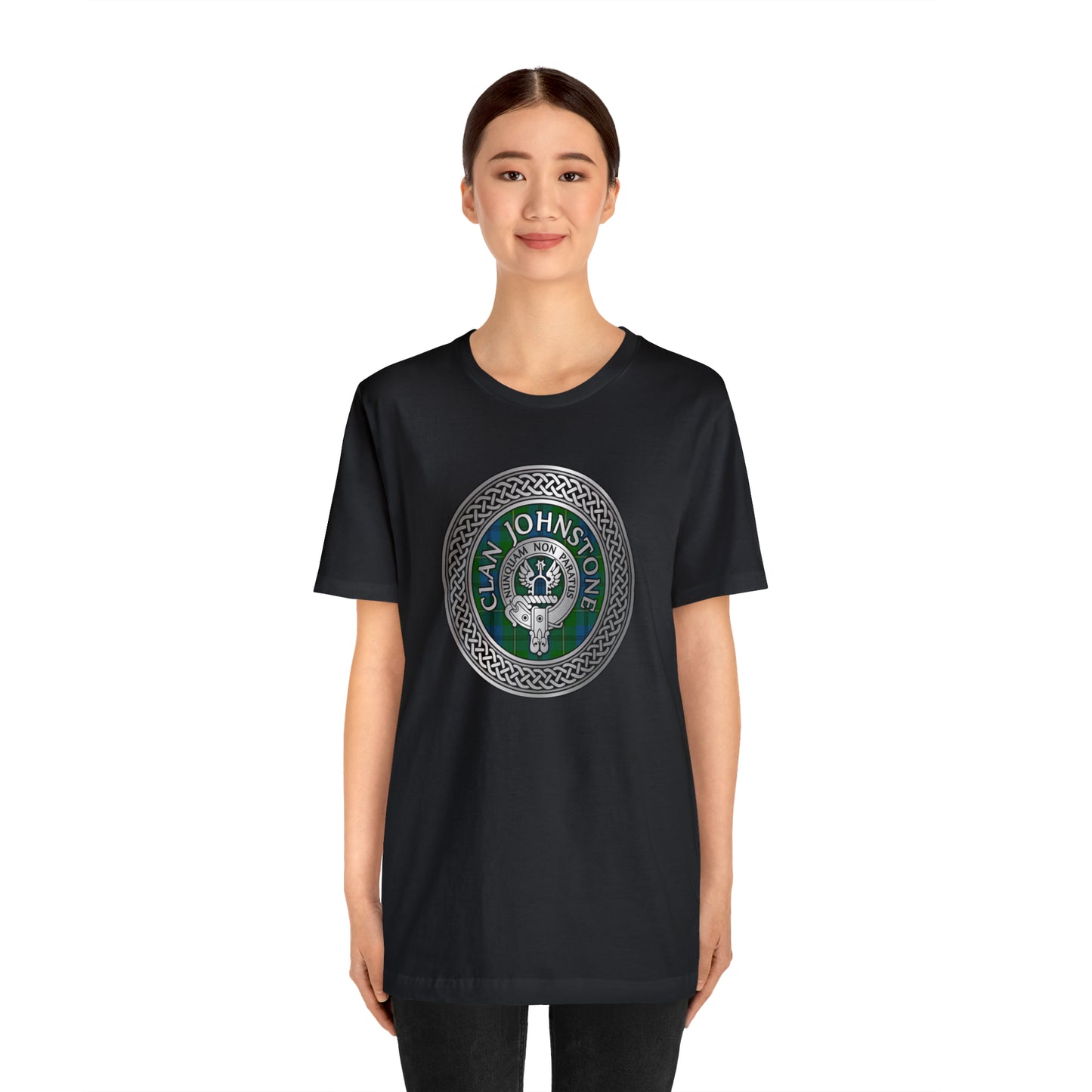 Clan Johnstone Crest & Tartan Knot | Unisex T-Shirt