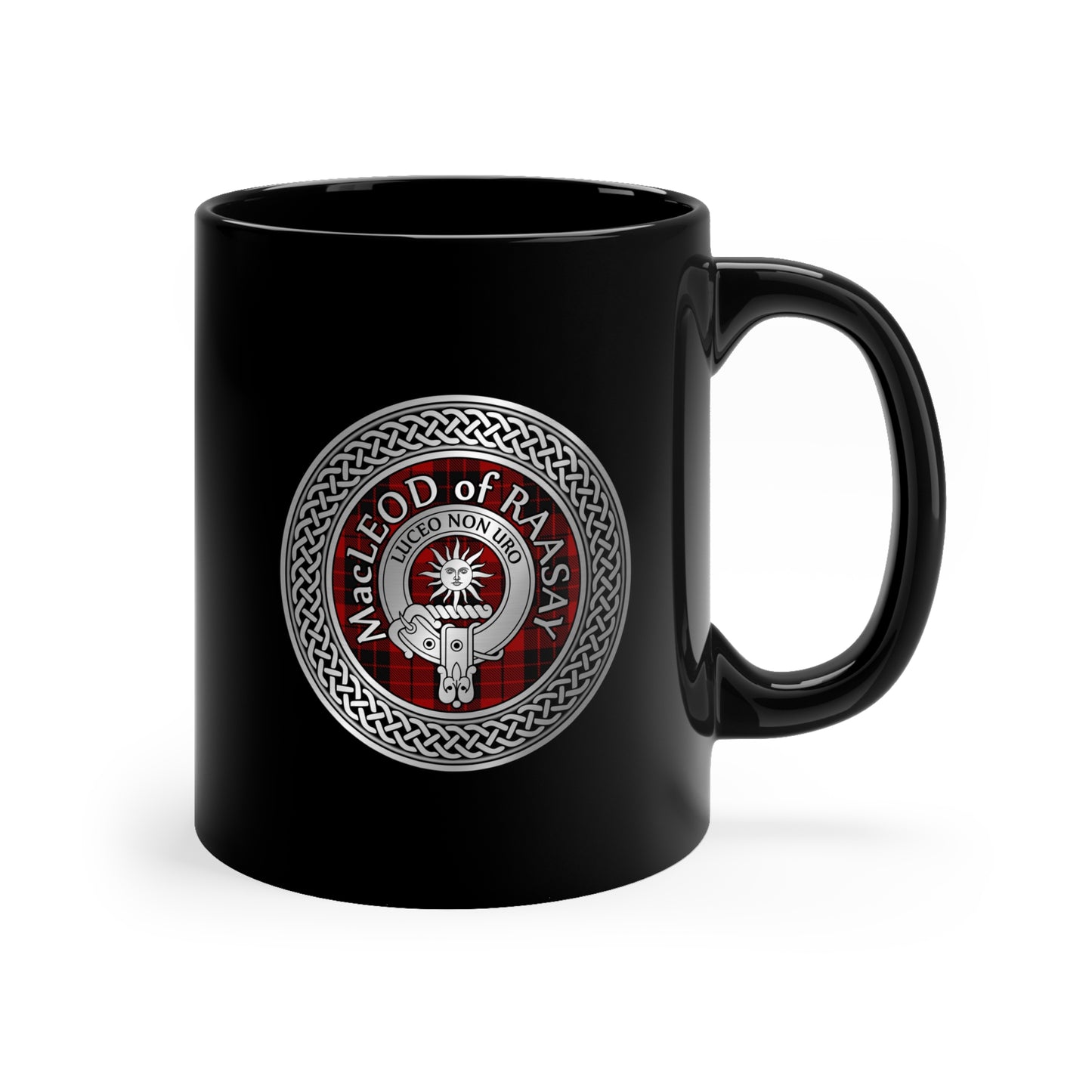 Clan MacLeod of Raasay Crest & Tartan 11oz Black Mug