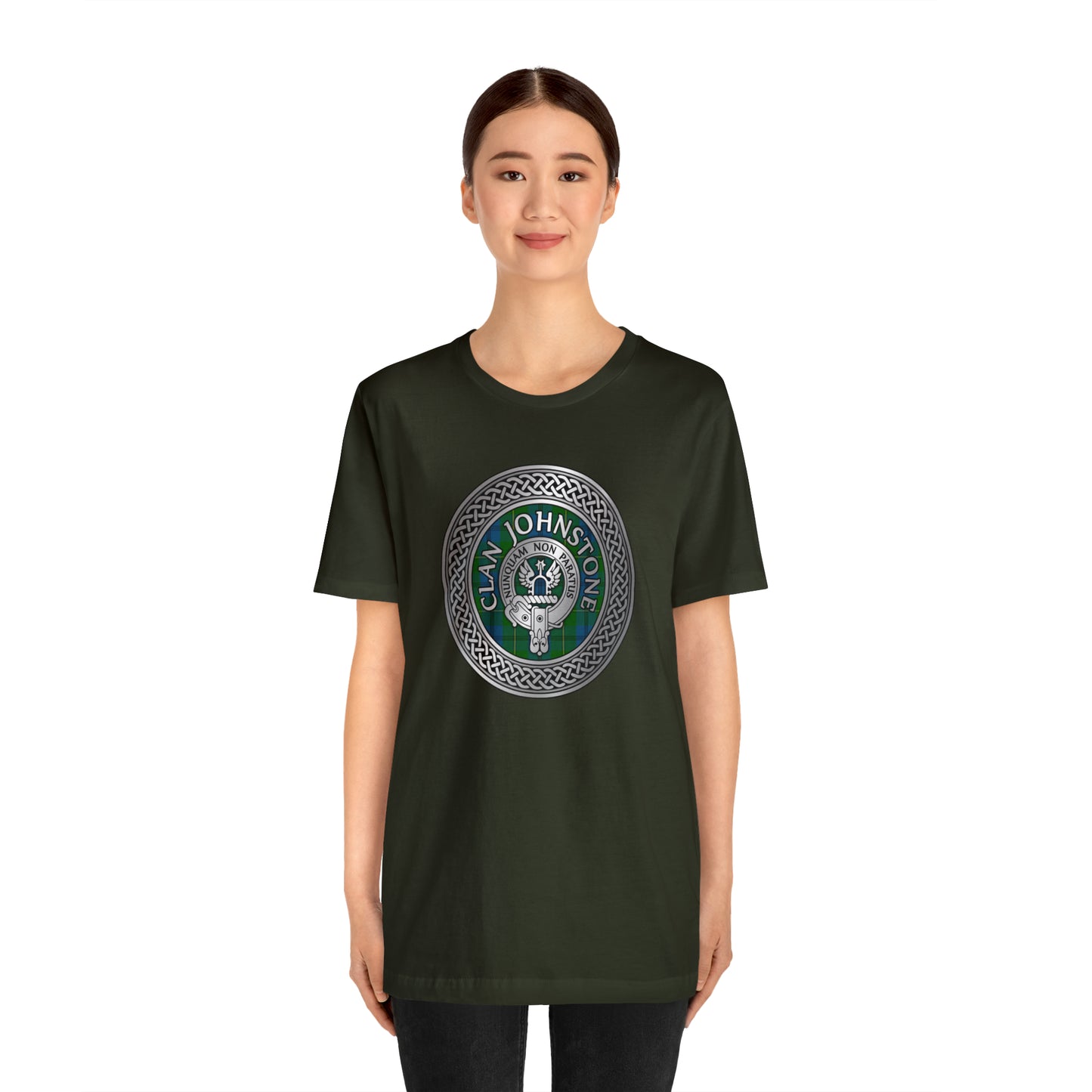 Clan Johnstone Crest & Tartan Knot | Unisex T-Shirt