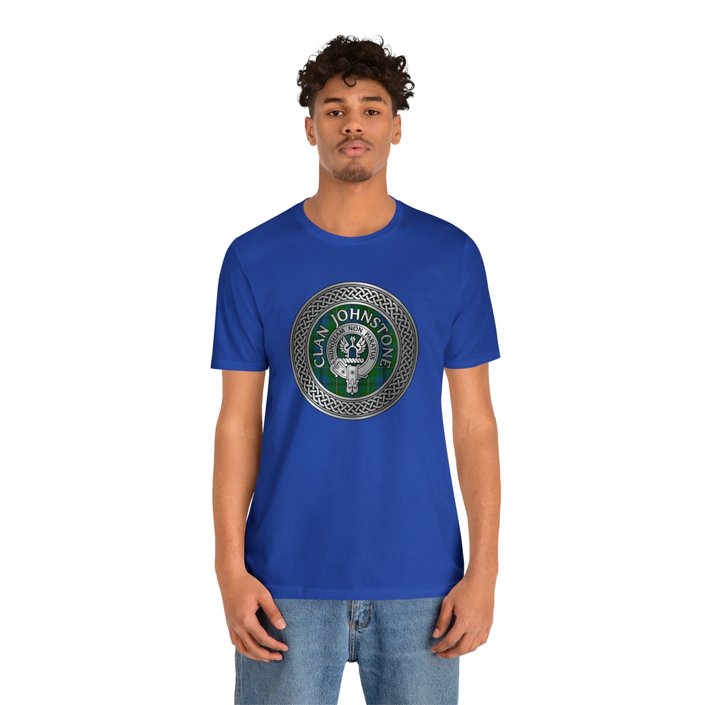 Clan Johnstone Crest & Tartan Knot | Unisex T-Shirt