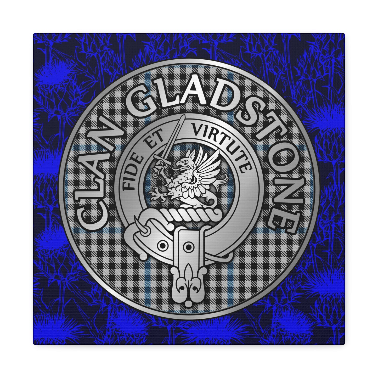 Clan Gladstone Crest & Tartan Canvas Gallery Wraps