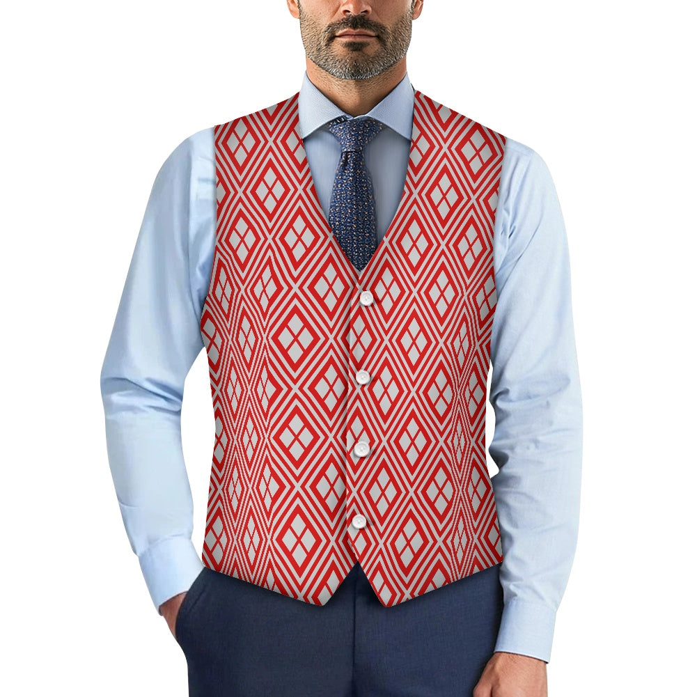 Wagara - Hishi Red/Silver Suit vest jacket