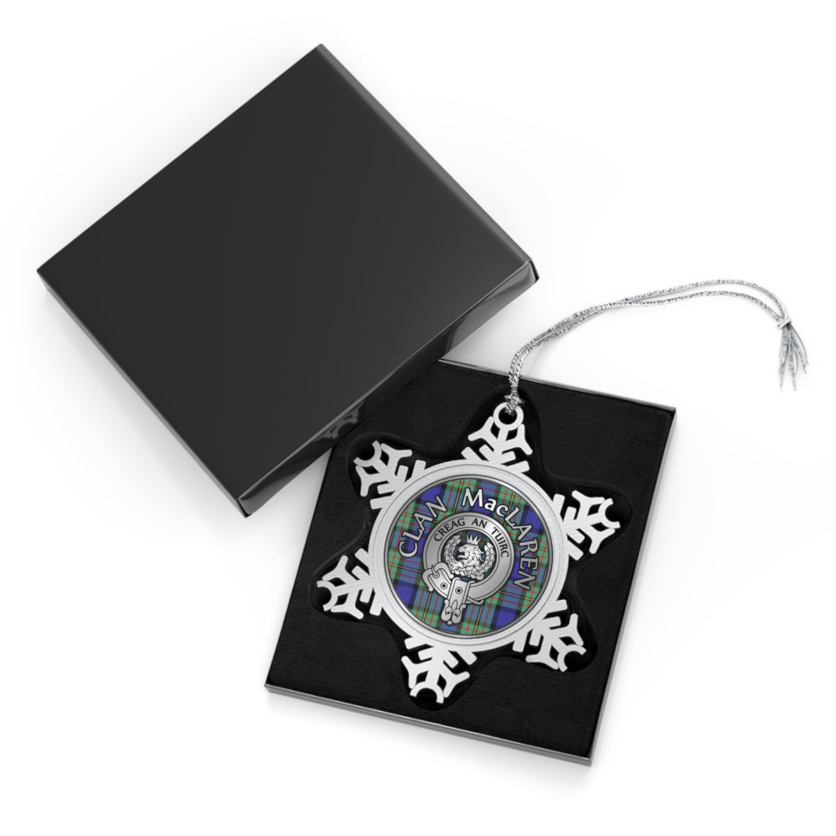Clan MacLaren Crest & Tartan Pewter Snowflake Ornament