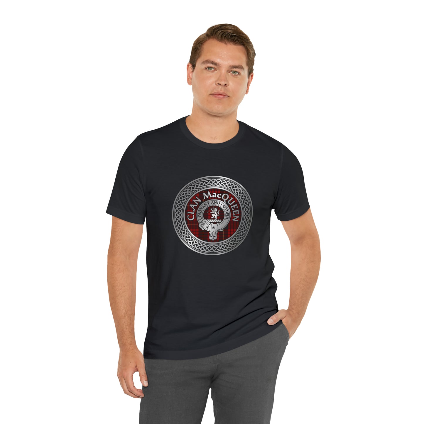 Clan MacQueen Crest & Tartan Knot | Unisex T-Shirt