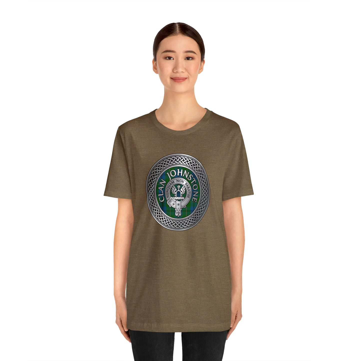 Clan Johnstone Crest & Tartan Knot | Unisex T-Shirt