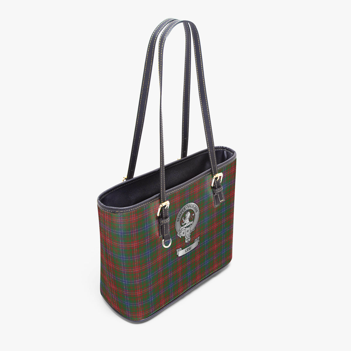 Clan Wilson Crest (LRW) & Tartan Medium Leather Tote Bag