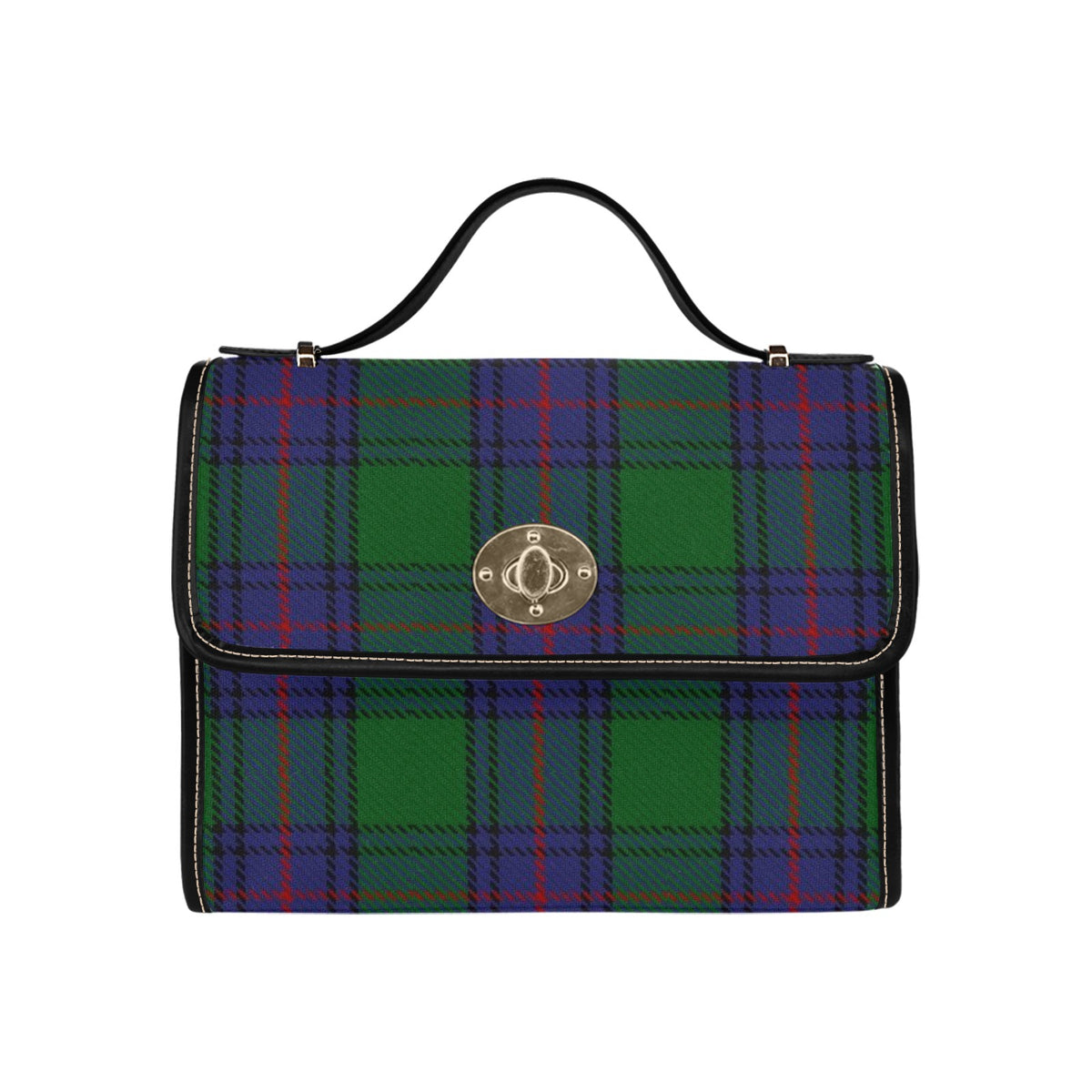 Clan Shaw Tartan Waterproof Canvas Handbag (Black)