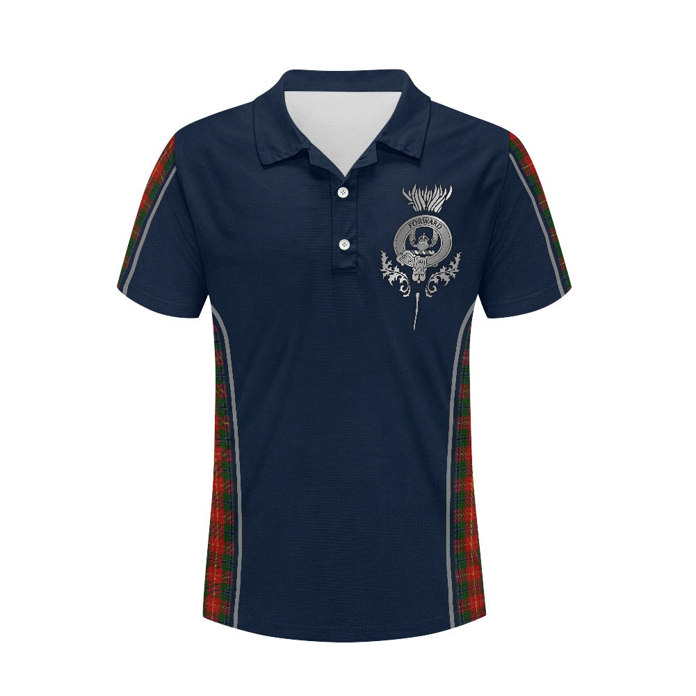 Clan Douglas Roxburgh Tartan & Black Douglas Crest Polo