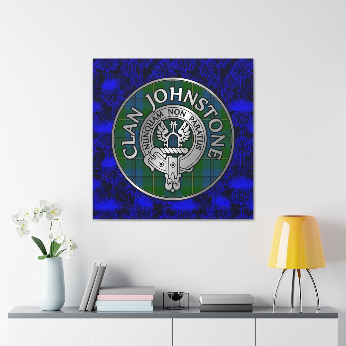 Clan Johnstone Crest & Tartan Canvas Gallery Wraps