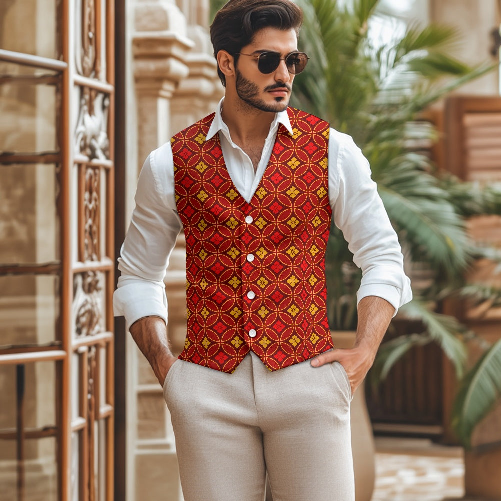 Wagara - Shippo Red Suit vest jacket