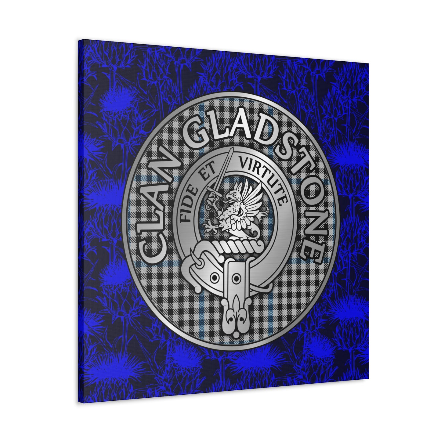 Clan Gladstone Crest & Tartan Canvas Gallery Wraps