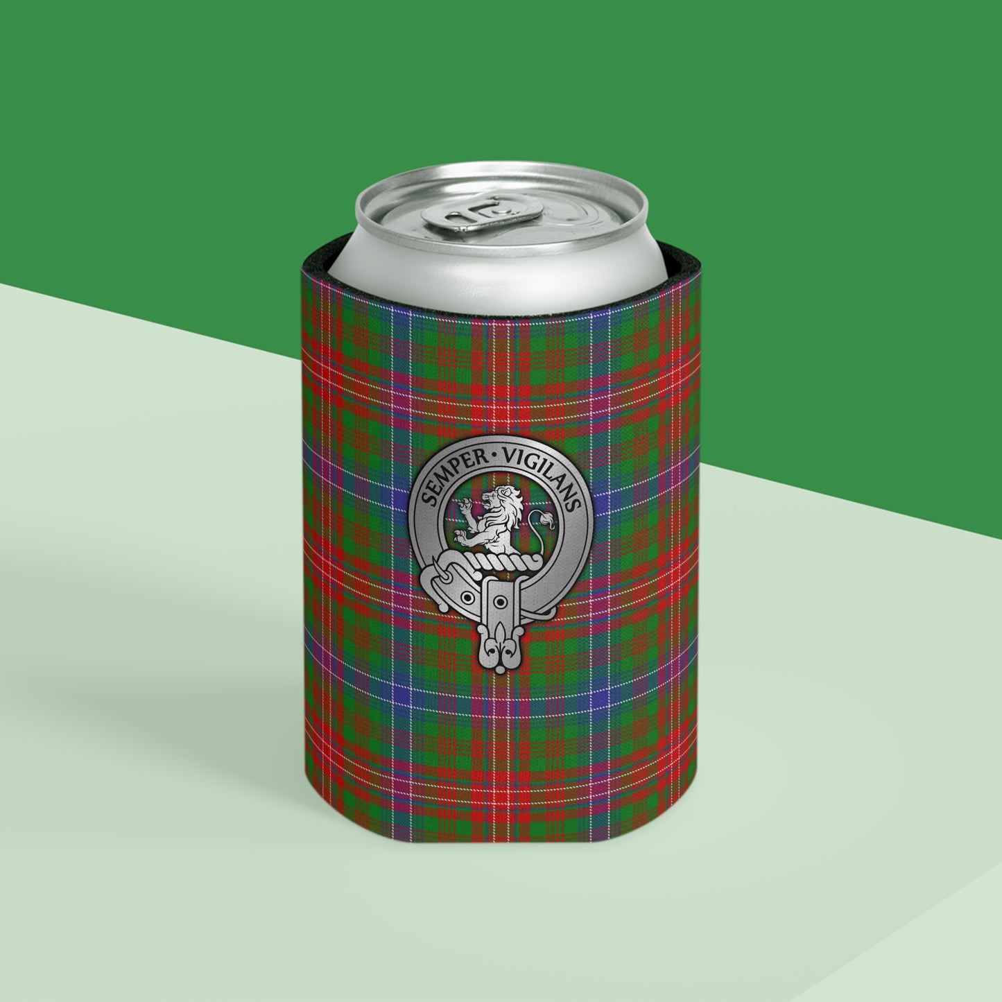 Clan Wilson Crest & Tartan Can Cooler