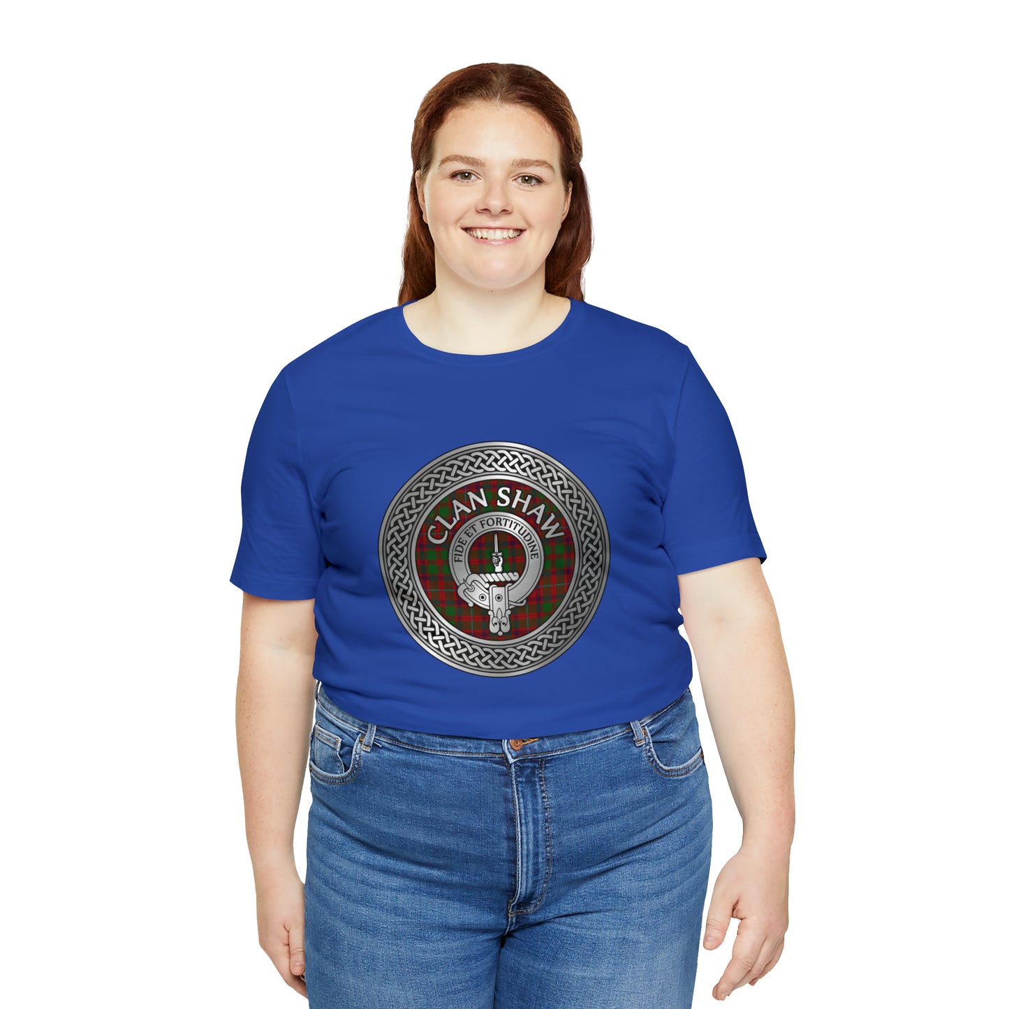 Clan Shaw Crest & Tartan Knot | Unisex T-Shirt